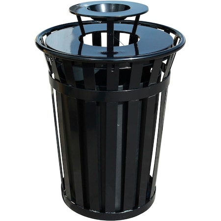 Global Industrial Round Outdoor Can, Black, Steel 641632BK